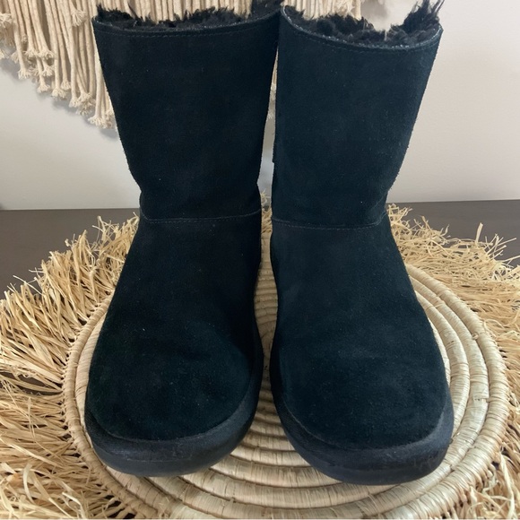 UGG Koolaburra Attie Bow Faux Fur Lined Boots Black Size 5 - Picture 2 of 16
